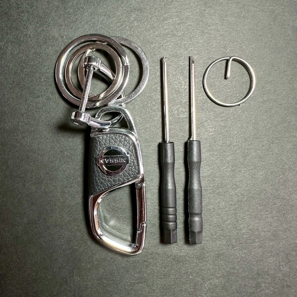 C1291 Nissan кожаный металлический крюк брелок из Японии 3,5» 100% подлинный б/у O3 - Изображение 2 из 4