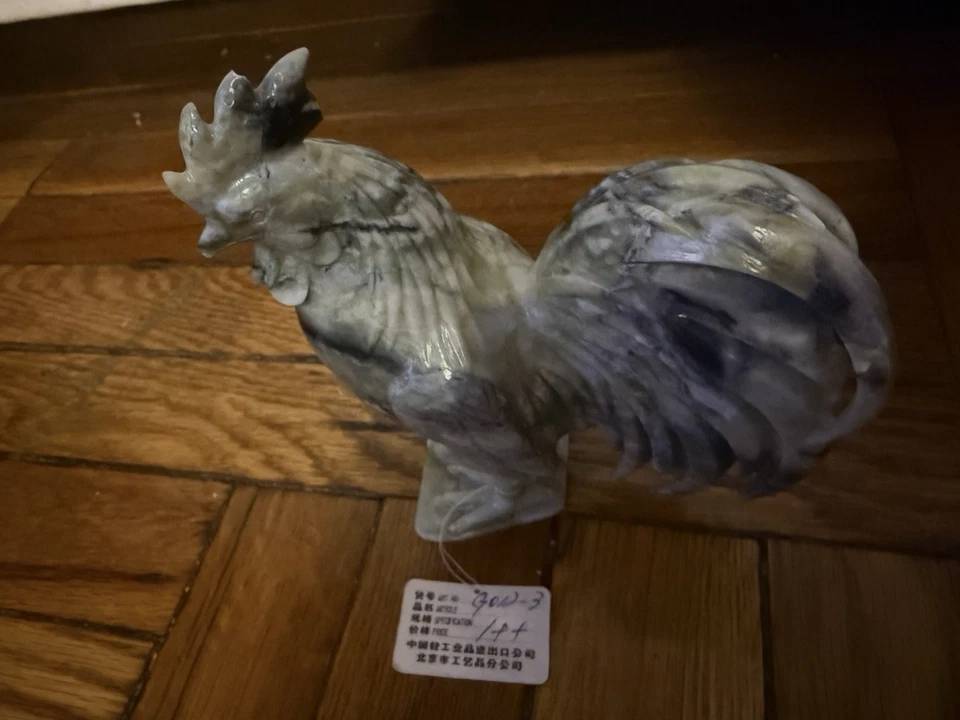 Estatuilla de gallo de jade tallada a mano artesanías chinas de colección escultura de 6 piedras Foto 3 de 4