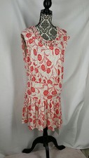LEIFNOTES Anthropologie Size M SCATTERED STELLA Orange Ivory Poppy Wome's