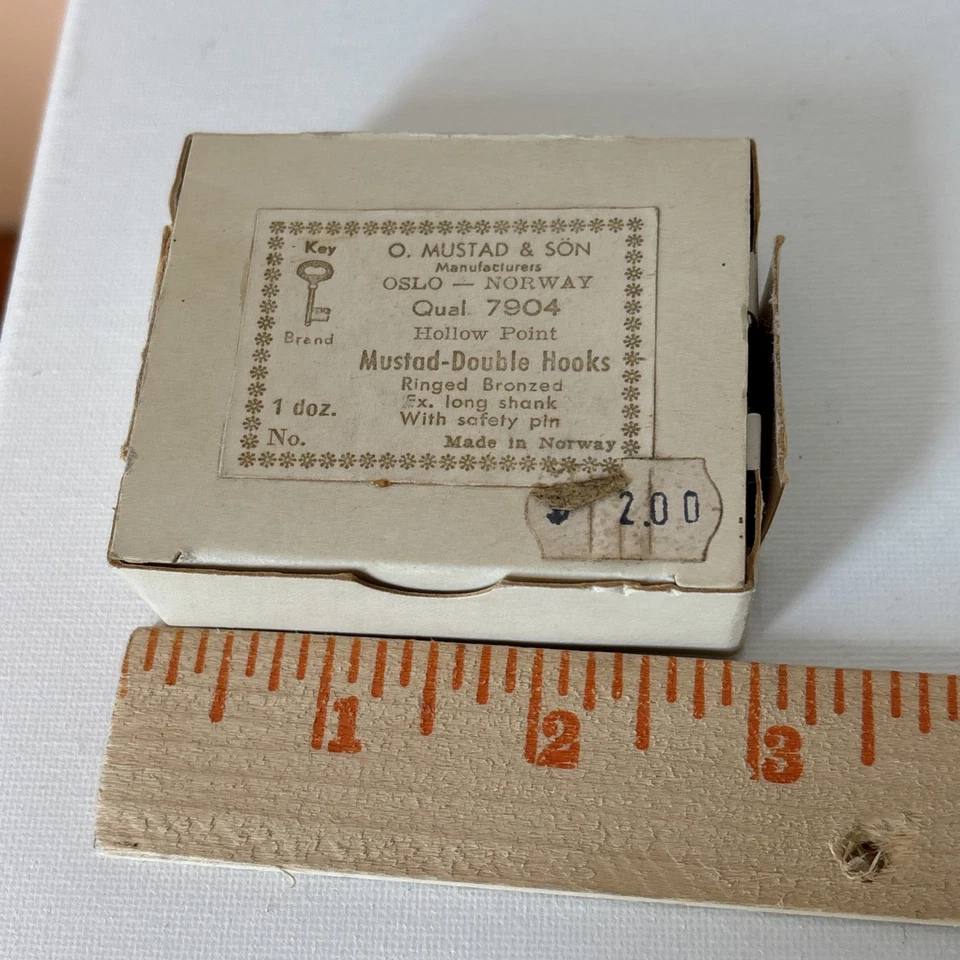 Mustad Double Hooks 7904 2 Boxes 12/ea Vintage Made in Norway Hollow Point - Image 4 of 4