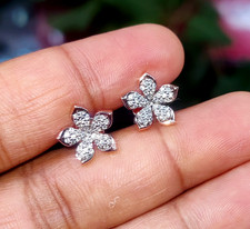 1Ct Lab Created Diamond Cluster Flower Stud Earrings 14K Rose Gold Plated Silver
