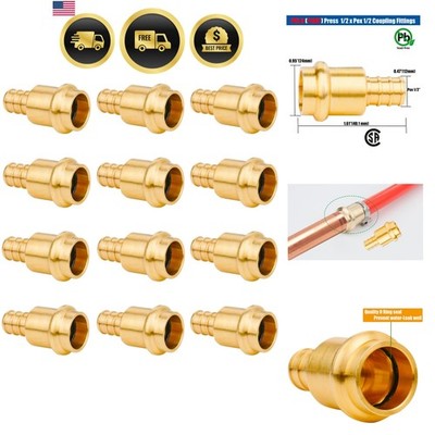 12 Pack 1/2'' Press Propress x 1/2'' PEX Adapter Crimp Fittings Brass Coupling ...