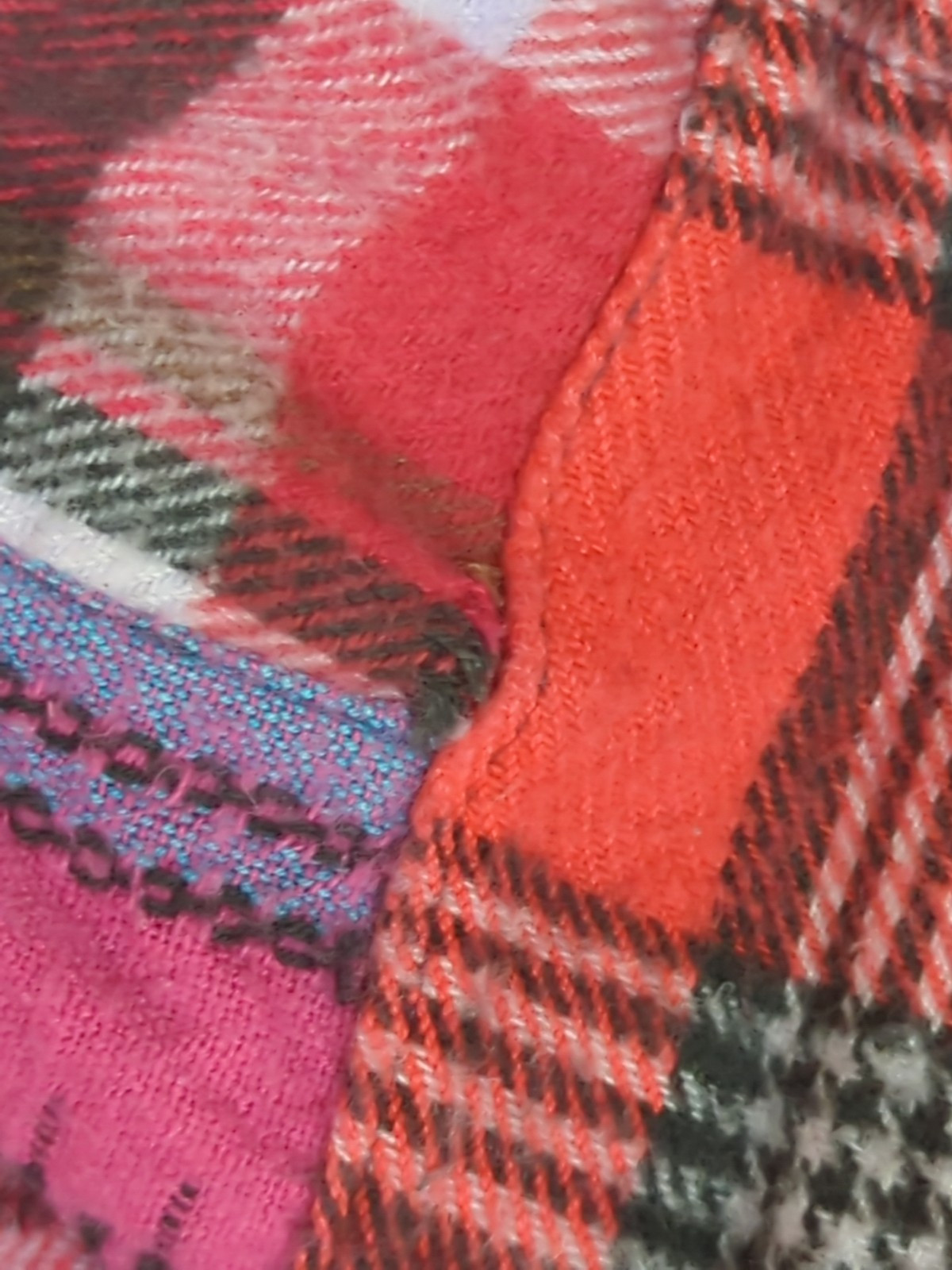 Patchwork flannel 1/4 Zip Pullover reversible Hoo… - image 14