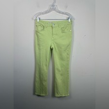 PILCRO Anthropologie The Yaya Mid-Rise Crop Flare Jeans size 28 lime aloe