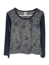 Y2K Vintage Top M Black Floral Goth Vamp Grunge 90's Witchy Victorian Anna USA