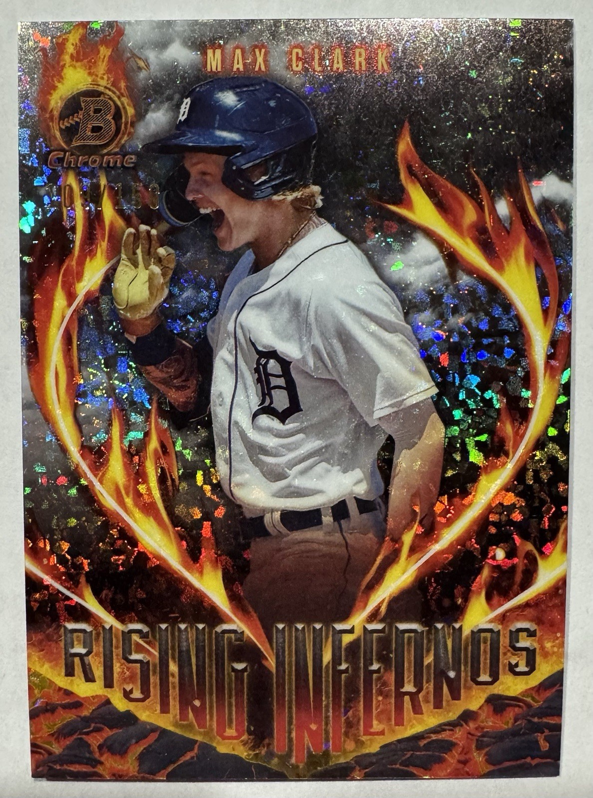 2024 Bowman - Rising Infernos Max Clark #RI-8 Mini-Diamond Refractor /150 (RC)