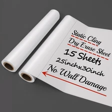 ZHIDIAN 2 Roll Static Cling Dry Erase Sheets Large - 25x30-30Sheets Removable...