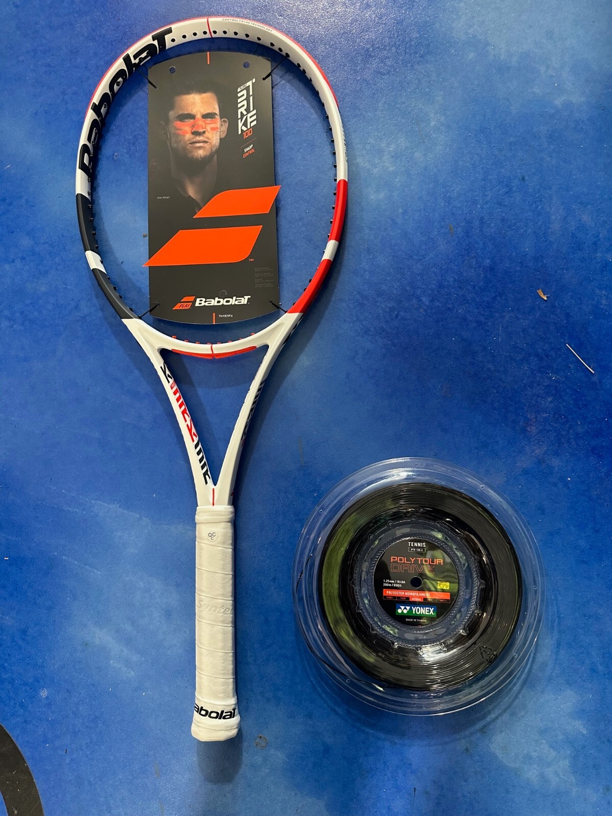 New 2022 Babolat Pure Strike Tour  (4 3/8) & FREE reel Yonex Poly Tour Drive 17g