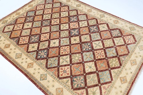 5 x 7 ft Zeigler Tribal Brown Area Rug Afghan Hand Knotted Wool Living Room Rug - Picture 2 of 5