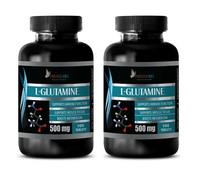 Weight Management - L-GLUTAMINE 500mg - Fat Burner Powder - 2 Bottles 200 Tabs