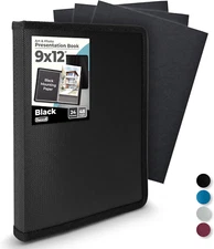 Dunwell 9X12 Art Portfolio Binder, Black Mounting Paper, Portfolio Binder for Ar