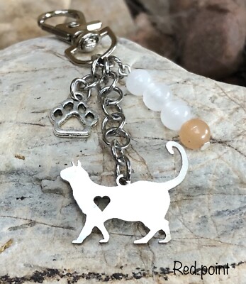 Siamese cat keychain, cat key chain, bag charm, key ring, cat gift, christmas