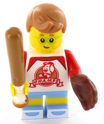 LEGO Minifigur Baseballjunge mit Basballschläger und Handschuh, NEU
