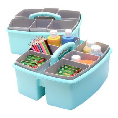 Large Classroom Craft Caddy with Cups, 13 x 11 x 6.575 Inches, Teal, Case of ...