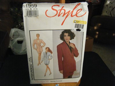 Style 1959 Misses Lined Fitted Jacket & Skirt Pattern - Size 8-18