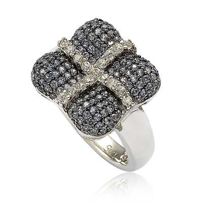 Suzy Levian Sterling Silver Sapphire & Diamond Accent Wrapped Cushion Ring