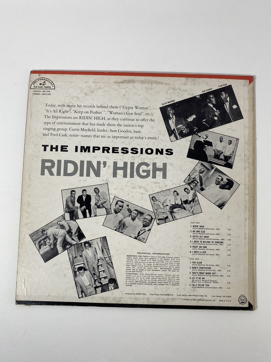 The Impressions Ridin' High 1966 LP Original ABC Paramount