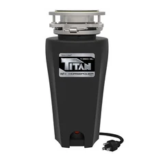 Titan 3/4 HP Slim Line Kitchen Garbage Disposal w/ Power Cord, Fits Tight Spaces
