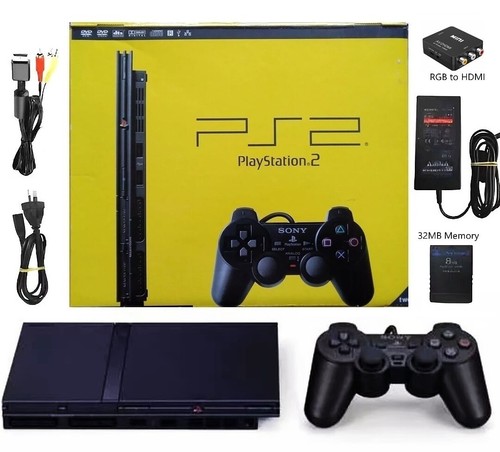 Consola Sony PS2 Slim, PlayStation 2 (sin región), venta al por menor en caja + adaptador HDMI - Imagen 1 de 17