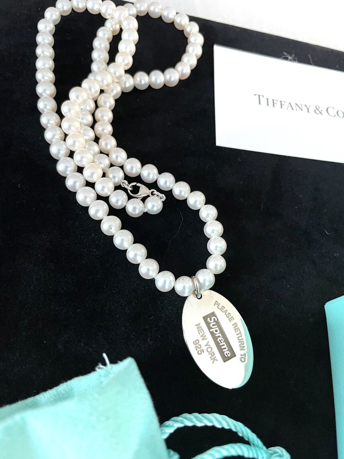 Supreme X  Tiffany & Co. Pearl & Silver Tag Neckl… - image 8