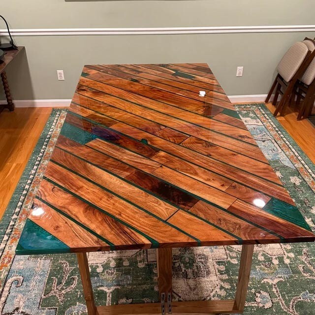 Epoxy Handcrafted Epoxy River Table – Unique Live Edge Design