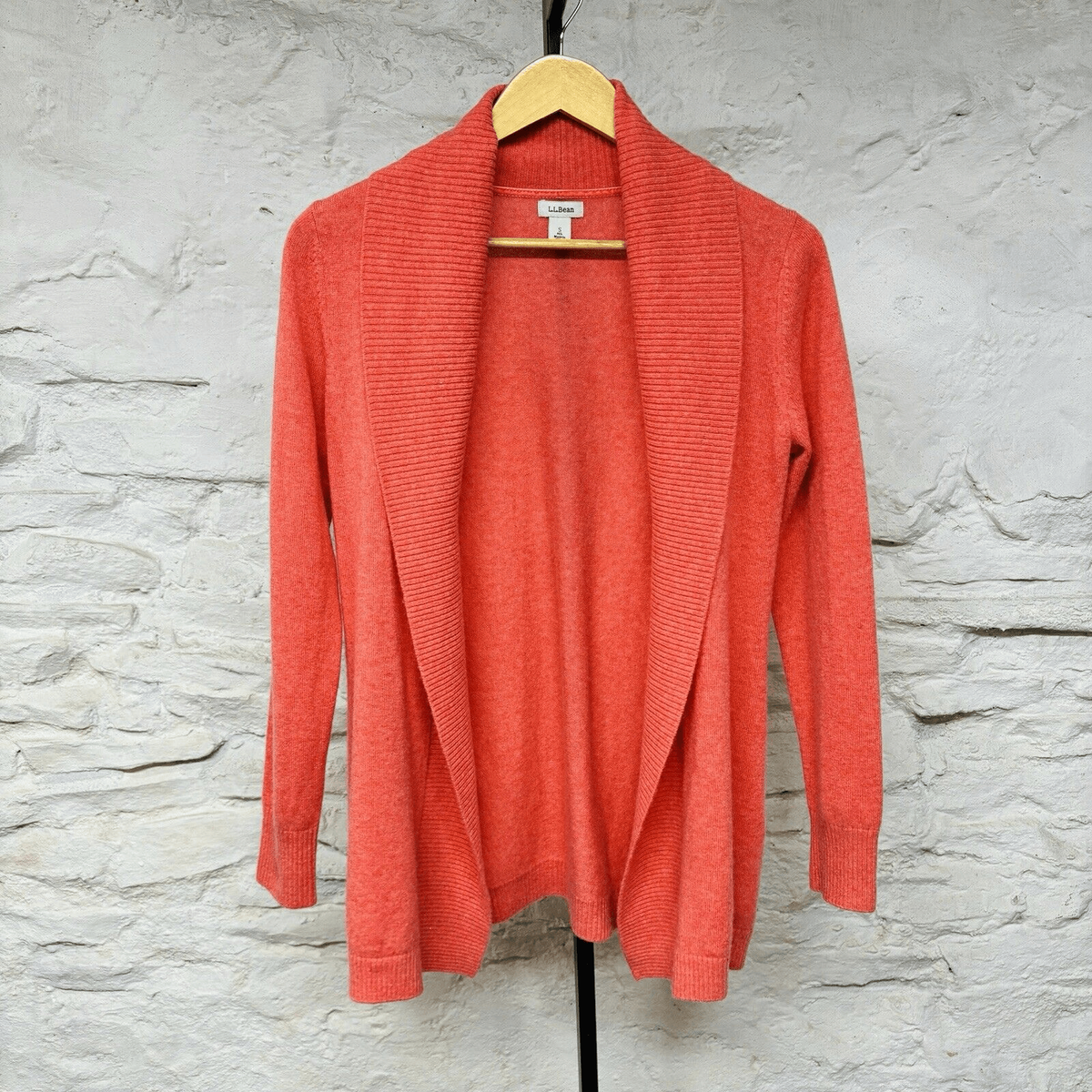 LL Bean Sweater Womens Small Open Front Cardigan Pink Cashmere