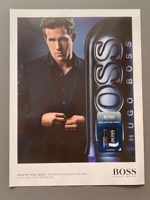 Boss Bottled Night Ryan Reynolds Frsgrance Men 2010 Vintage Ad Werbung Reklame