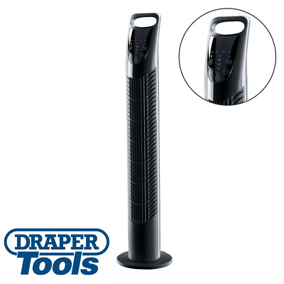 Draper 3 Speed Oscillating Tower Fan 790mm with Remote Control 230V 40W ...
