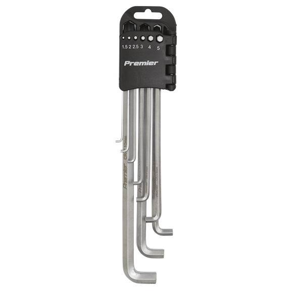 Sealey AK7174 Hex Key Set 9pc Extra-Long Stubby Element Metric 1.5mm - 10mm Set