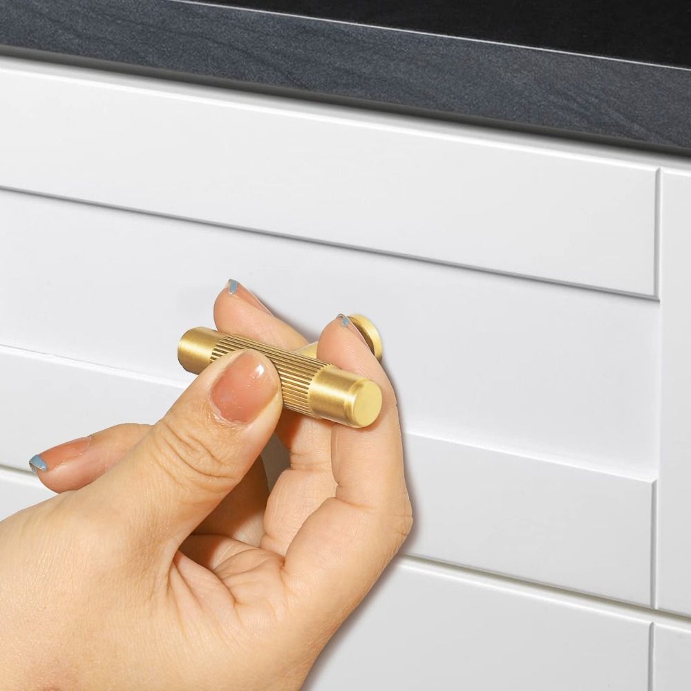 6 Pack Gold T Bar Handles 2 Inch Single Hole Handle Kitchen Drawer