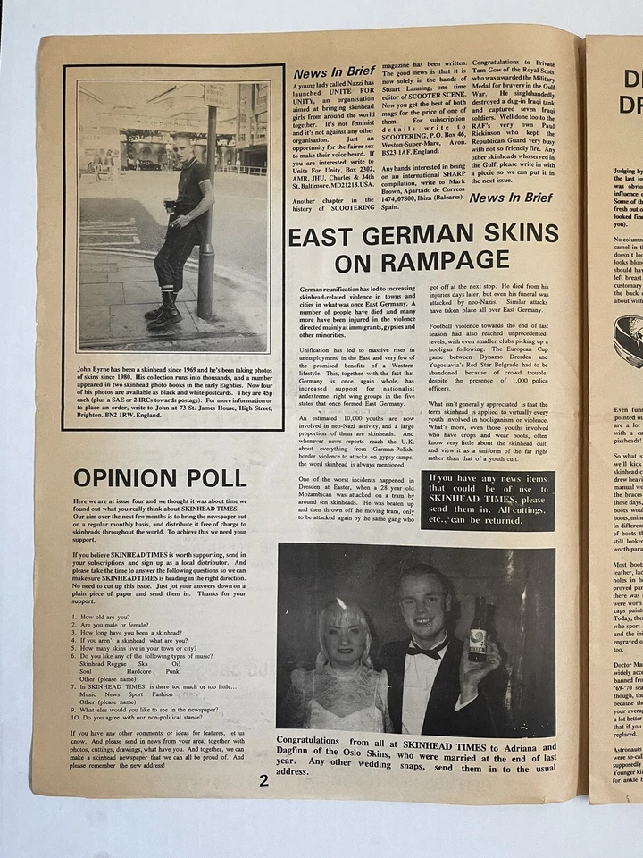 Skinhead Times newspaper #4 Summer 1991 UK Oi! Punk Ska Politics Vintage Rare - Image 4 of 4