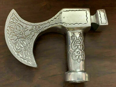 Antique Solid Victorian Axe Head Handle For Walking Stick Canes Working Style  