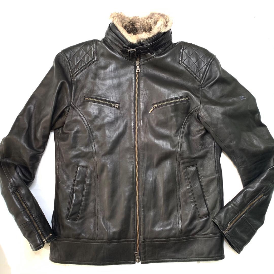 BURBERRY BLACK LABEL　ラムレザー　シングル　ライダース BURBERRY BLACK LABEL L シングルライダース ラムレザー