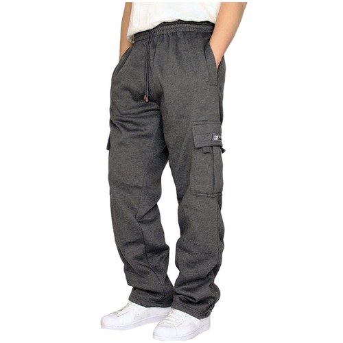 Pantaloni Uomo Cargo Felpati Pro Club Pantaloni Tuta Fondo Jogging NUOVI - Foto 4 di 5