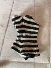 Vintage Barbie ORIGINAL Ponytail Black White Zebra Swimsuit / Bathing Suit EXC
