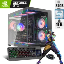 ARGB Gaming PC Desktop Computer i7 GTX1080 Ti 32GB RAM 1TB SSD Windows 11 WiFi6