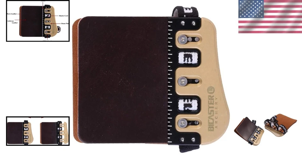 Cordovan Leather Finger Tabs + Brass Guards - RH - Image 2 of 4