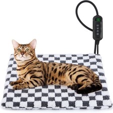 Heated Cat Bed, 11 Adjustable Temperature Cat Heating Pad Indoor with Timer, ...