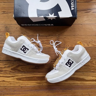 DC Shoe LYNX OG Mens Size 11.5 Leather Shoes ADYS100425 White Yellow Brand New