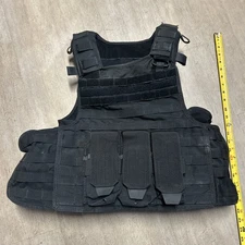 Black Adjustable Tactical Vest W Cummerbund Plate Carrier Molle W Handle 2.2kg