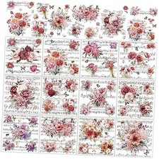 12 Sheets Rub on Transfers for Crafts and Furniture Rub on Music Flower