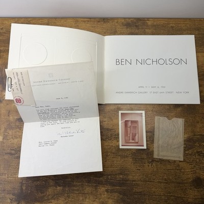 1961 Ben Nicholson Andre Emmerich Gallery NY Exhibition Catalog & Letter Photo