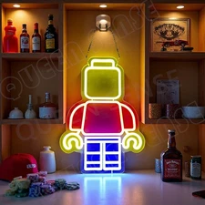 16"x11" Classic Lego Man LED Neon Sign With Dimmer USB Powered Light Game DF