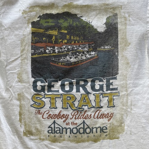 Maglietta George Strait Double Sided The Cowboy Rides Away Alamodome Med Texas rara - Foto 13 di 15