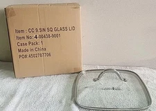 Copper Chef 9.5" SQUARE Glass LID With Handle & Vent Metal Rim 