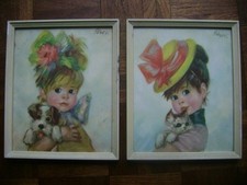 vintage KITCH AMANDA & HARRIET FRAMED PRINT PICTURES by STREVENS