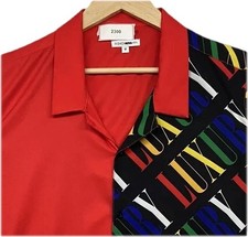 Fashion Nova Button Shirt Mens MEDIUM-Short Sleeve-Colorblock-Retro 90s Style