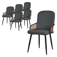 6Er Set Esszimmerstuhl WohnzimmerstüHle Polsterstuhl Stoff KüChenstuhl Anthrazit