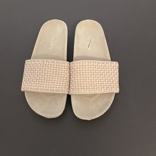 J/Slides NYC Naomie Slide Sandal Women's Slip On Gray/Taupe Size 6.5M Soft Beach