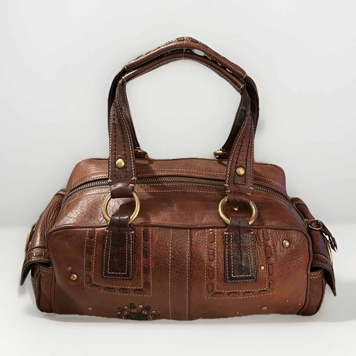 Coach Satchel Soho Mia, Laced, Brown Distressed Leather, Brass